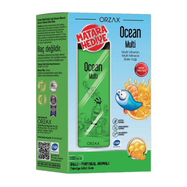 Ocean Multi Şurup Ballı ve Portakal Aromalı 150 ml - Matara Hediyeli - 1