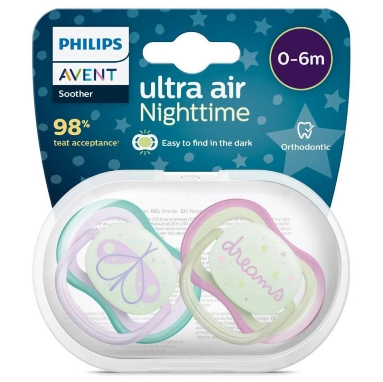 Philips Avent SCF376/12 Ultra Air Night 0-6 Ay 2'li Kız Emzik - 1