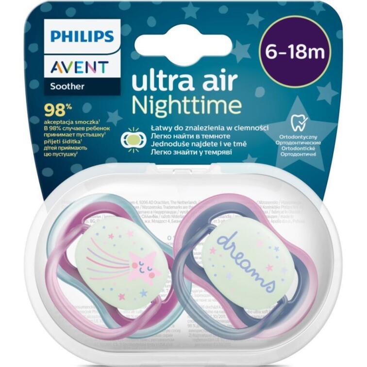 Philips Avent Ultra Air Night Karanlıkta Parlar Gece Emziği 6-18 ay Kız - 1