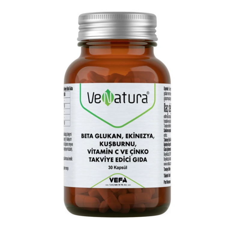 VeNatura Beta Glukan, Ekinezya, Kuşburnu, Vitamin C ve Çinko 30 Kapsül - 1