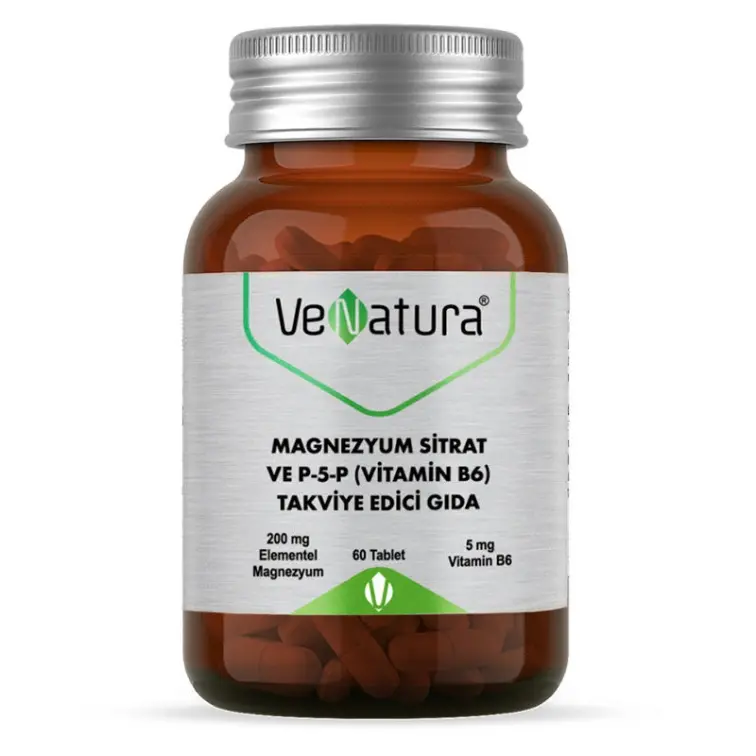 VeNatura Magnezyum Sitrat ve P-5-P (Vitamin B6) Takviye Edici Gıda 60 Tablet - 1