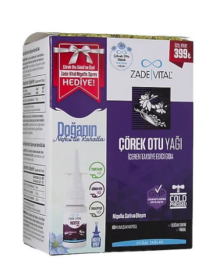 Zade Vital Çörek Otu Yağı 60 Kapsül + Nigefix Sprey 10 ml - 1