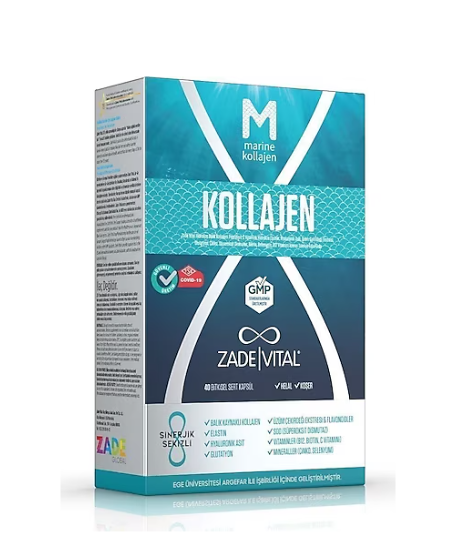 Zade Vital Marine Collagen Hyaluronic Acid 40 Bitkisel Sert Kapsül - 1